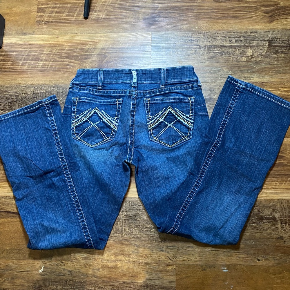 Ariat Women's Boot Cut Jeans in Deep Blue Mid Rise